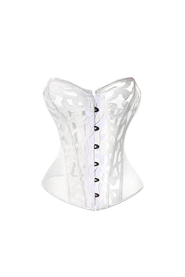 Bustier sexy en maille filet pour femme Noir/blanc Taille 4XL