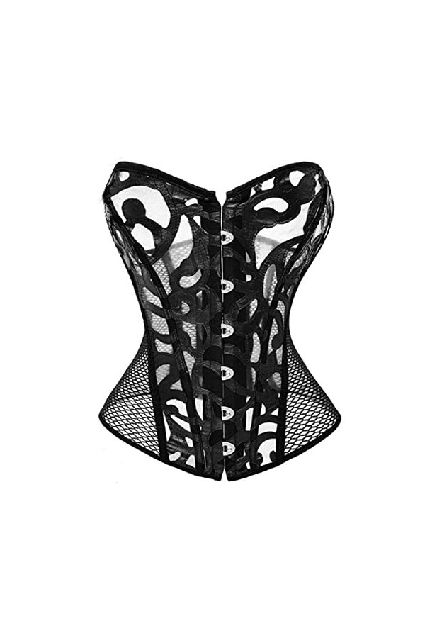 Bustier sexy en maille filet pour femme Noir/blanc Taille 4XL