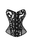Bustier sexy en maille filet pour femme Noir/blanc Taille 4XL