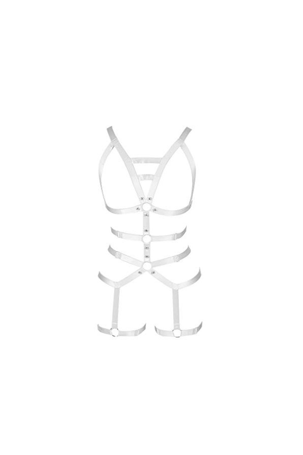 PETMHS Harnais de poitrine creux pour femme - Lingerie gothique pour Halloween, bleu ciel, taille unique