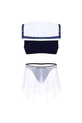 YIJIAN Femmes Écolière Cosplay Lingerie Ensemble Costume de Performance de létape de la Tenue de Marin Color : Blue White, 