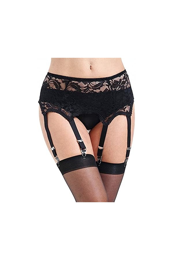 KLONKEE Porte-jarretelles sexy en dentelle avec 6 larges bretelles en métal pour femme porte-jarretelles vendu séparément de