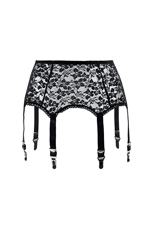 KLONKEE Porte-jarretelles sexy en dentelle avec 6 larges bretelles en métal pour femme porte-jarretelles vendu séparément de