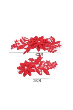 Jarretelles de Mariage en Dentelle brodée de Perles, 2 pièces, Jarretelles Sexy, Anneau de Cuisse de mariée Color : Black 2,