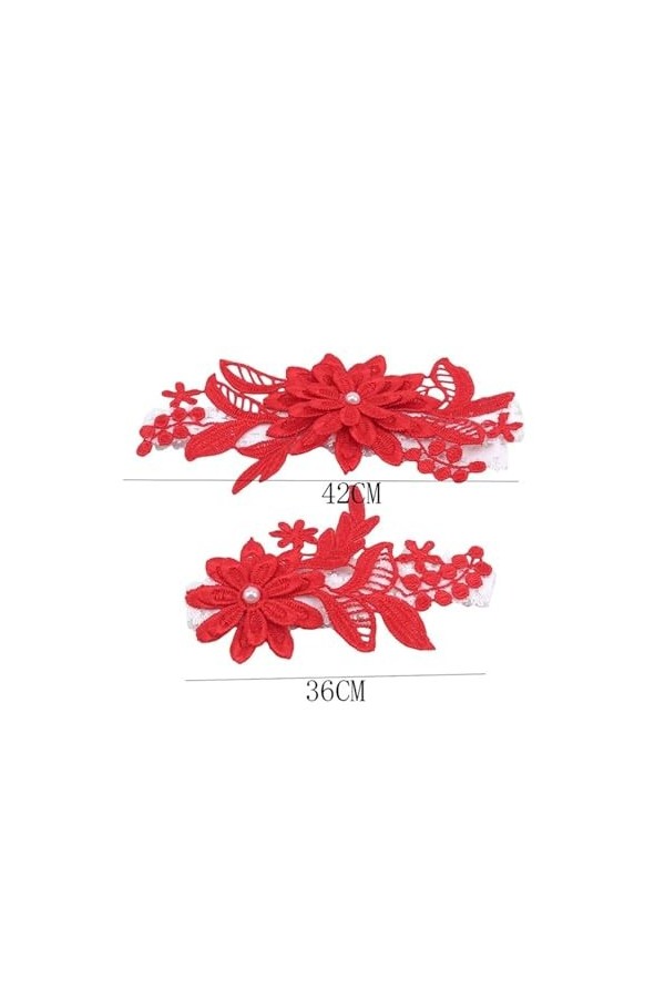 Jarretelles de Mariage en Dentelle brodée de Perles, 2 pièces, Jarretelles Sexy, Anneau de Cuisse de mariée Color : Black 2,