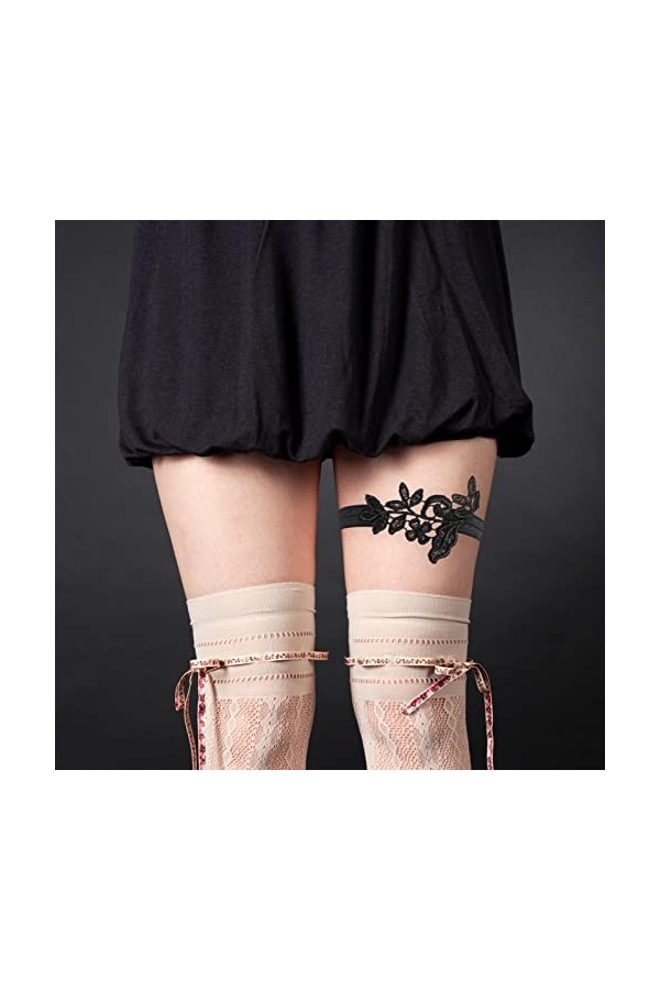 Abaodam 5 Ensembles Anneau De Jarretière Porte-Jarretelles Jarretelles De Mariée en Satin Jarretière De Mariage sur Mesure Ja