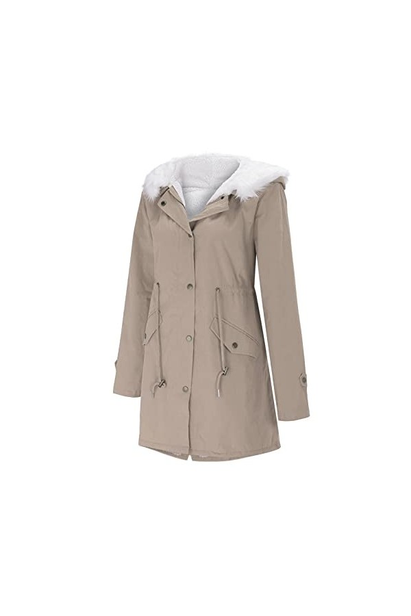 Veste dhiver pour femme - Veste en peluche - Col à revers - Manches longues - Vintage - Épaisse - Veste de survêtement longu