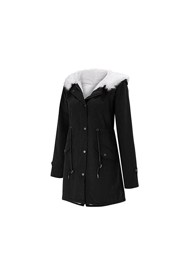 Veste dhiver pour femme - Veste en peluche - Col à revers - Manches longues - Vintage - Épaisse - Veste de survêtement longu