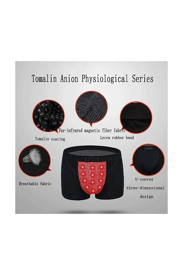MECKOZ Boxer Caleçon Agrandissement Physiologique sous-vêtements Boxershorts pour Hommes Culotte de Thérapie Magnétique de la