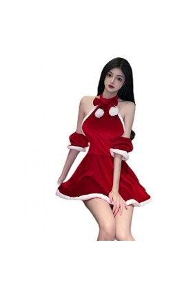 WEITING Robe de Noël rouge pour femme - Costume sexy pour fille - Costume sexy pour le Nouvel An - Rouge - Taille unique