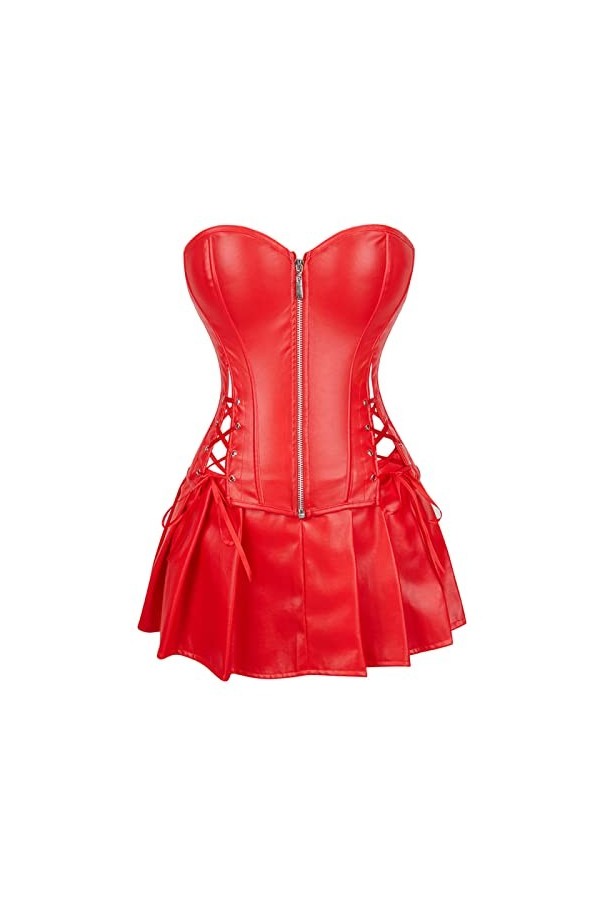 TOZLU Corset sexy gothique en cuir synthétique - Pour femme, pourriture, XXL