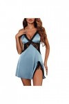 MERNEL Vêtements sexuels Femmes Sexy Dentelle Vêtements de Nuit V-Cou Robe de Plage Lingerie sans Manches Chemise de Nuit Fem