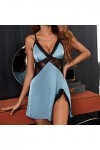 MERNEL Vêtements sexuels Femmes Sexy Dentelle Vêtements de Nuit V-Cou Robe de Plage Lingerie sans Manches Chemise de Nuit Fem