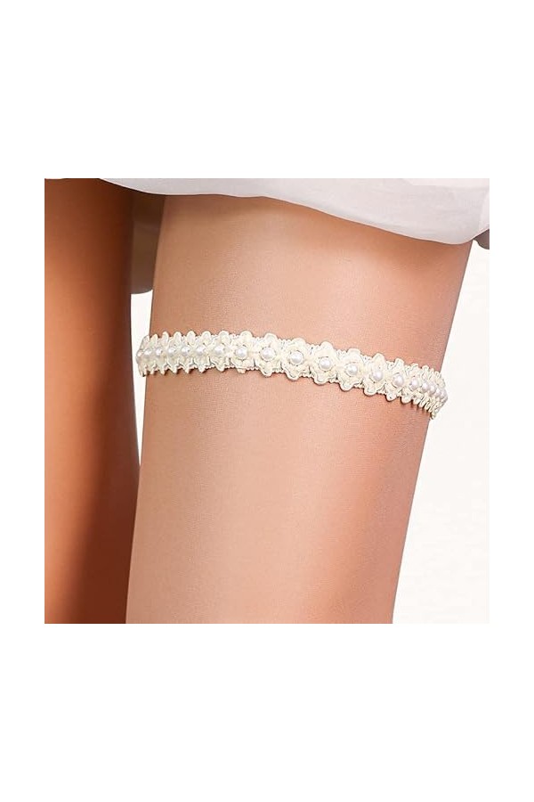 Jarretière en perles avec boucle de jambe de mariée A B 