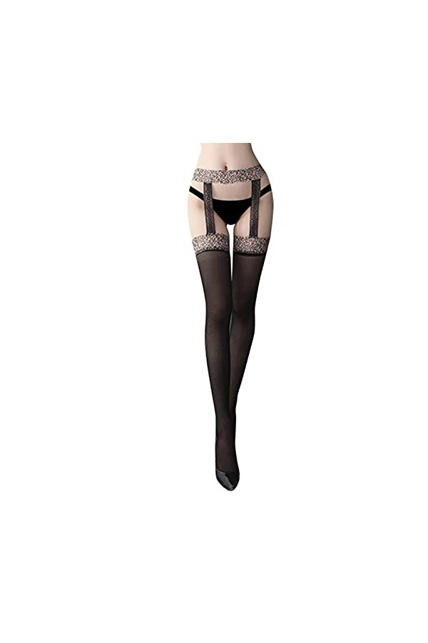 Bas Sexy Collants Léopard Sexy Dentelle Soft Top Bas Hauts + Porte-Jarretelles Lingerie Femme Collants Floral Moins De 65Kg 