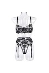 BOMEETSIA sous-vêtements Sexy en Dentelle pour Femmes, sous-vêtements Sexy Transparents, Ensemble Trois Pièces De sous-vêteme
