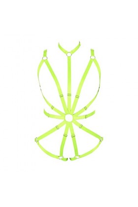 JMMHSS Harnais de Corps Grande Taille pour Femmes Gothique évider Soutien-Gorge à Bretelles Jarretelles Ensemble vêtements Pu