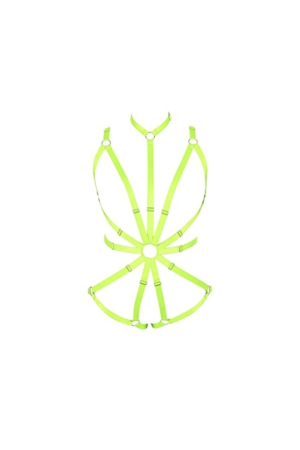 JMMHSS Harnais de Corps Grande Taille pour Femmes Gothique évider Soutien-Gorge à Bretelles Jarretelles Ensemble vêtements Pu