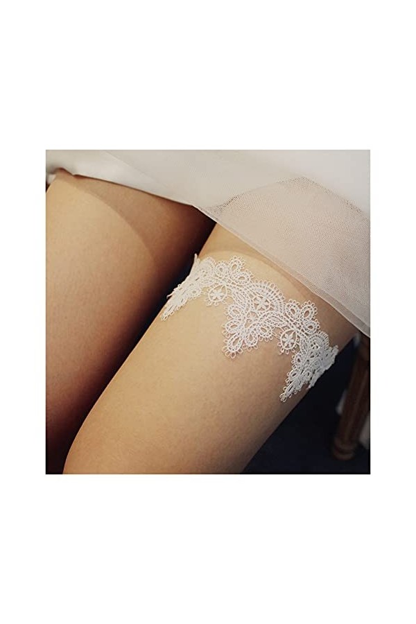 COLIFAS Porte-Jarretelles Floraux Extensibles pour Femmes, jarretières de mariée en Dentelle pour Bal de Mariage Couleur : B