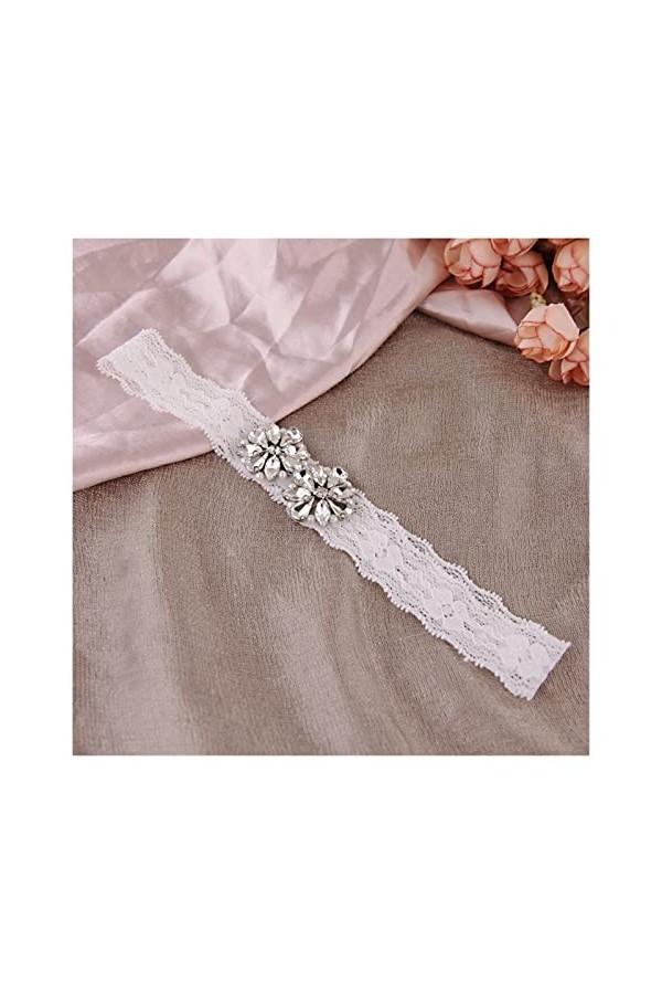 COLIFAS Dentelle de mariée Jarretière Jambes Anneau Femmes Fleur Ceinture De Mariage Jarretière Fille Couleur : Blanc Blan
