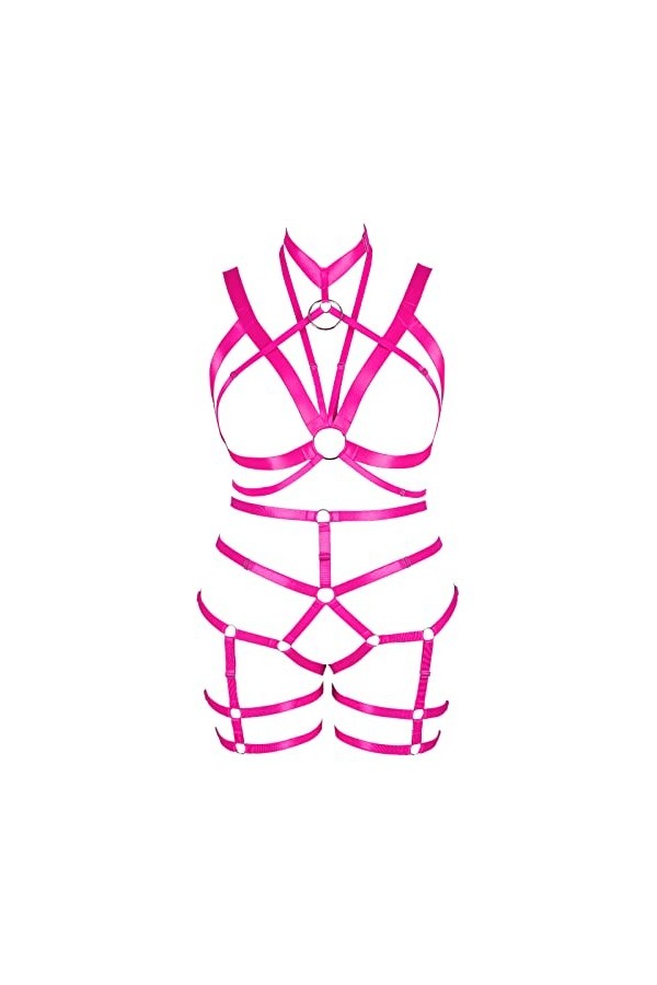 JMMHSS Femmes Grande Taille Harnais Cage Soutien-Gorge Ensemble Lingerie élastique réglable évider Bretelles Porte-Jarretelle