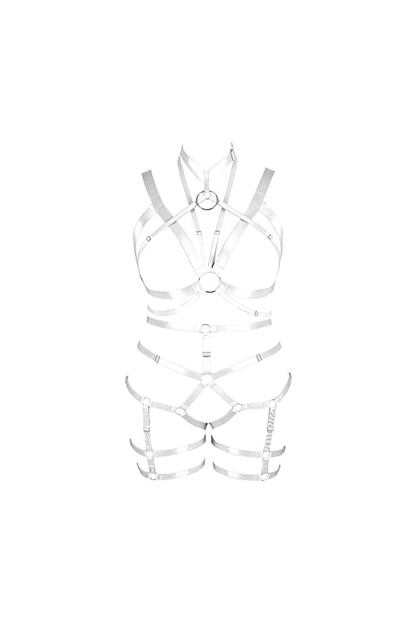 JMMHSS Femmes Grande Taille Harnais Cage Soutien-Gorge Ensemble Lingerie élastique réglable évider Bretelles Porte-Jarretelle