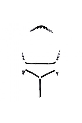 JMMHSS Ensemble de harnais de corps grande taille dentelle tissu extensible gothique Halloween sangle de poitrine ceinture Fe