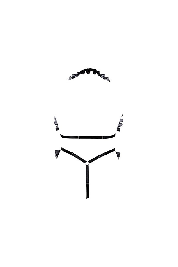 JMMHSS Ensemble de harnais de corps grande taille dentelle tissu extensible gothique Halloween sangle de poitrine ceinture Fe