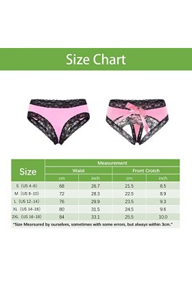 CITUYER Culotte sexy en dentelle pour femme avec nœud mignon - rouge - Taille L
