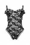 Lingerie érotique pour homme - Lingerie pour homme - Body moulant - Bretelles spaghetti - Transparentes - Tétons en dentelle 