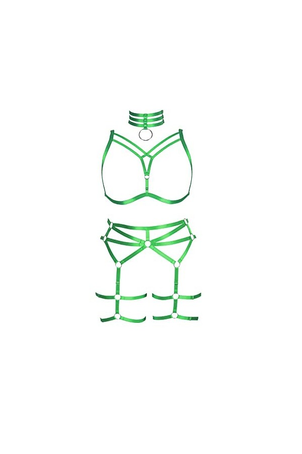 JMMHSS Harnais de Corps Punk Grande Taille pour Femmes Lingerie Taille Jarretelles Ensemble à Bretelles Cadre Cage Soutiens-G