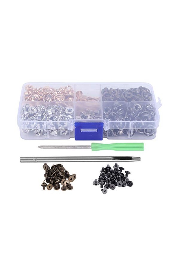 Anneau de traction Rivet, Rivets en laiton 4 couleurs artisanat bricolage avec boîte de rangement pour étui de téléphone bric