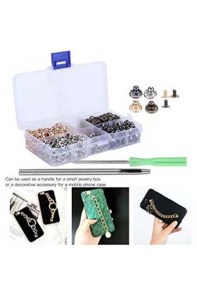 Anneau de traction Rivet, Rivets en laiton 4 couleurs artisanat bricolage avec boîte de rangement pour étui de téléphone bric