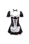JOMICO Costume de soubrette pour femme - Tablier français - Robe courte pour Halloween - Noir - M