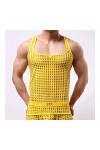 CHENZHANMAOYI Hauts for hommes Réservoir Undershirts Mesh évider Voir au travers Chemises Résille Sexy T-shirts de sport Fitn