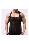 CHENZHANMAOYI Hauts for hommes Réservoir Undershirts Mesh évider Voir au travers Chemises Résille Sexy T-shirts de sport Fitn