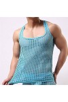 CHENZHANMAOYI Hauts for hommes Réservoir Undershirts Mesh évider Voir au travers Chemises Résille Sexy T-shirts de sport Fitn