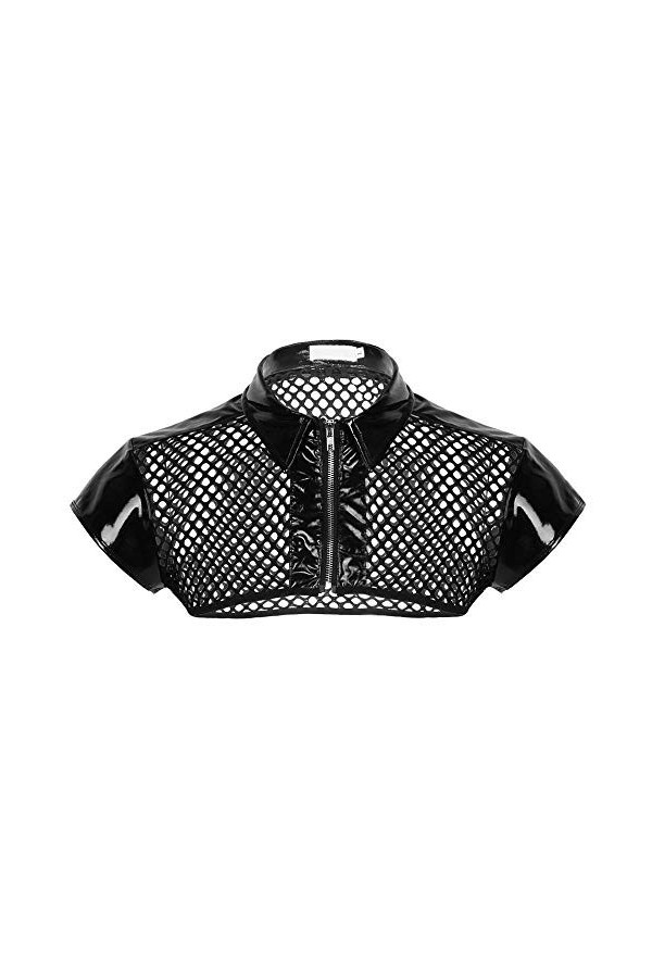 YINGJUN Voir au Travers en Cuir Noir Harnais Hommes épaule Poitrine Harnais Perspective Mesh Shirt Muscle Clubwear Costume De