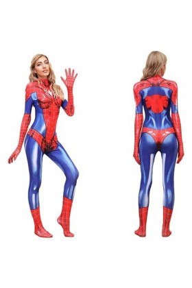 Halloween Femme Spider Pattern MJ Jumpsuit Noël Superhero Girl Costume de Jeu de rôle Cat Anchor Jumpsuit Combinaison élastiq