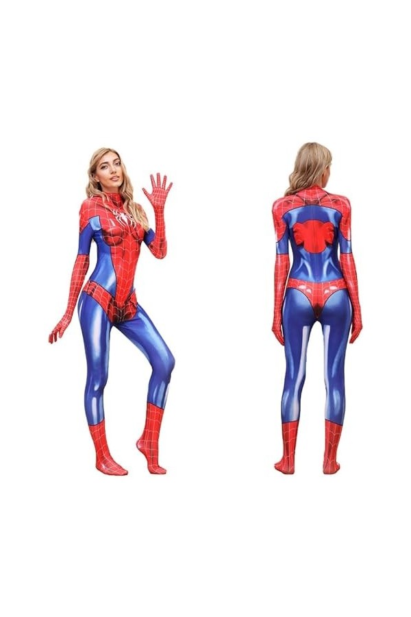 Femmes Sexy Superhero Cosplay Body Halloween Araignée Costume Spider Man Surprise Saint Valentin Cadeau Color : Red, Size : 