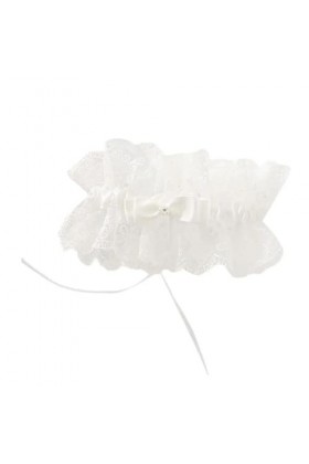 CAREEN Jarretelles de Cuisse en Dentelle brodée à Volants for Femmes, Sexy, nœud en Strass, Boucle de Jambe élastique for Mar