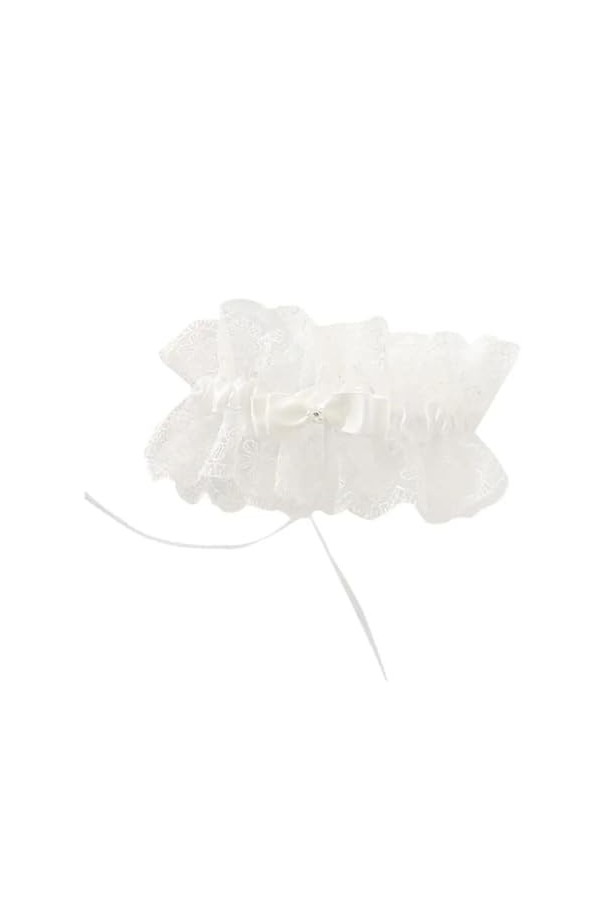 CAREEN Jarretelles de Cuisse en Dentelle brodée à Volants for Femmes, Sexy, nœud en Strass, Boucle de Jambe élastique for Mar