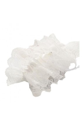 CAREEN Jarretelles de Cuisse en Dentelle brodée à Volants for Femmes, Sexy, nœud en Strass, Boucle de Jambe élastique for Mar