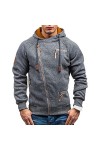 Nouveau Sweat à Capuche Homme Automne décontracté Solide Manches Longues Hommes Sweats Sweat-Shirts Slim Zipper Sweat-Shirt S