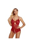 Femmes Sexy Dentelle Fichier Ouvert Corset Teddy sous-Vêtements De Nuit Babydoll Vêtements De Nuit Color : Red, Size : M 