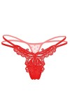 SUKIRIYA String Sexy pour Femme avec Motif Papillon sur Le Devant - Rouge - Taille Unique