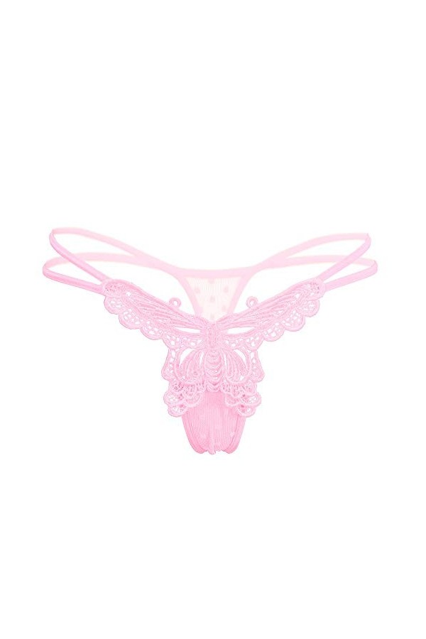 SUKIRIYA String Sexy pour Femme avec Motif Papillon sur Le Devant - Rouge - Taille Unique