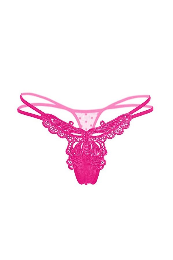 SUKIRIYA String Sexy pour Femme avec Motif Papillon sur Le Devant - Rouge - Taille Unique
