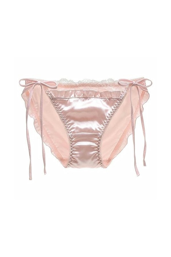 KATIAK Culotte Femme 3 Packs Femmes en Dentelle Trime Satine Panties Low Taies Sides Lacet Briefs À Lacets-Café-L