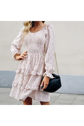 Fehploh été Floral Mini Robe pour Femmes 2023 à Manches Longues col en V décontracté Mini Robe Sexy soirée Robes